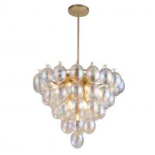 Artcraft AC11994LU - Globo-Chandelier-13-Light-Iridescent Glass Brass