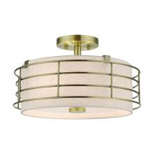 Livex Lighting 55118-01 - 3 Light Antique Brass Large Semi-Flush