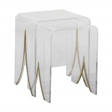 GABBY SCH-151120 - Magnolia Nesting Table, Set of 2, Clear Lucite, Brushed Brass, 20"W (SCH-151120 )