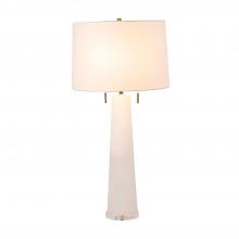 GABBY SCH-153715 - Margaret Table Lamp, 2-Light, White, Gilded Gold Hardware, Clear Lucite Base, Sea Salt Linen Shade