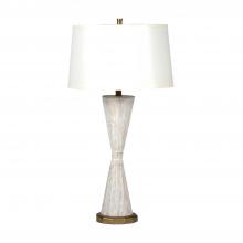 GABBY SCH-155030 - Roman Table Lamp, 1-Light, Distressed White, Antique Gold, Ivory Silk Shade