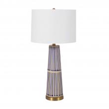 GABBY SCH-157035 - Sophie Table Lamp, 1-Light, Navy, Cream, Antique Brass, White Linen Shade, 29.5"H (SCH-157035 )