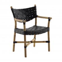 GABBY SCH-158230 - Morrison Arm Chair, Black Leather, Natural Rattan Frame, 23"W (SCH-158230 )