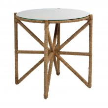GABBY SCH-162030 - Nigel Side Table, Tempered Glass Top, Natural Seagrass Frame, 25"H (SCH-162030 )