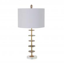 GABBY SCH-165055 - Gianna Table Lamp, 1-Light, Vintage Gold, Natural Agate, White Linen Shade