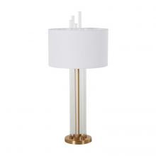 GABBY SCH-167005 - Merna Table Lamp, 1-Light, Clear, Antique Brass, White Linen, 37.5"H (SCH-167005 )