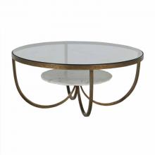 GABBY SCH-169185 - Wilbur Coffee Table, Forged Champagne, White Marble, Clear Tempered Glass, 36"W (SCH-169185 )