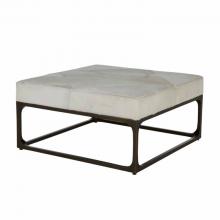 GABBY SCH-169330 - Melanie Ottoman, Ivory, Antique Dark Bronze Base, 18"H (SCH-169330 )