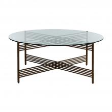 GABBY SCH-191220 - Tanner Coffee Table, Clear Tempered Glass Top, Hammered Antique Brass, 49.25"W (SCH-191220 )