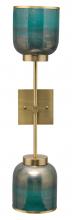 Jamie Young Co. 4VAPO-DBAQ - Vapor Wall Sconce, Antique Brass, Aqua Metallic Glass, 5.5"W 4VAPO-DBAQ