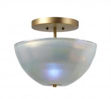 Jamie Young Co. 5VAPO-BOGR - Vapor Semi-Flush Mount, Antique Brass, Grey Metallic Glass, 13.75"W 5VAPO-BOGR