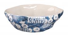 Jamie Young Co. 7BLOC-BOBL - Block Print Bowl, Blue, 13.75"W 7BLOC-BOBL