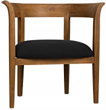 Noir AE-104T - Webster Club Chair, Natural, Black Cotton Fabric, 30"W AE-104T
