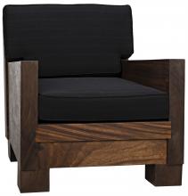 Noir AE-165T - Faber Club Chair, Teak Oil, Black Cotton Fabric, 29"W AE-165T