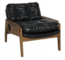 Noir AE-238T - Dilon Lounge Chair, Natural, Black Leather, 29.5"H AE-238T