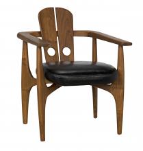 Noir AE-239T - Kato Accent Chair, Natural, Black Leather, 26"W AE-239T