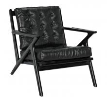 Noir AE-248CHB - Lauda Club Chair, Charcoal Black, Black Leather, 32"W AE-248CHB