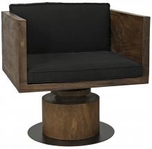 Noir AE-34 - Nori Accent Chair, Teak oil, Black Cotton Fabric, 27"W AE-34