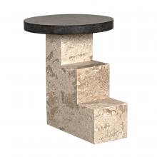 Noir AM-313 - Barnes Side Table, Black and White Marble, 20"H AM-313