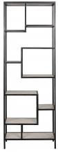 Noir GBCS151MTB-L - Haru Bookcase, Matte Black, Bianco Crown Marble, 85"H GBCS151MTB-L