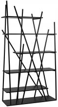 Noir GBCS220MTB - Botta Bookcase, Ebony Walnut, Matte Black, 85.5"H GBCS220MTB