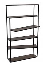 Noir GBCS244MTB - Verso Bookcase, Dark Walnut, Matte Black, 74.5"H GBCS244MTB