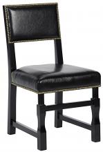 Noir GCHA271D1 - Abadon Dining Chair, Distressed Black, Black Leather, 35"H GCHA271D1