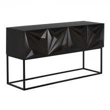 Noir GCON262EB - Zurich Console, Ebony Walnut with Steel