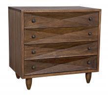 Noir GDRE180DW - Diamond Chest, 4-Drawer, Dark Walnut, 36"W GDRE180DW