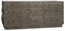 Noir GDRE227DGR - Baram Dresser, 9-Drawer, Distressed Grey, 74"W GDRE227DGR