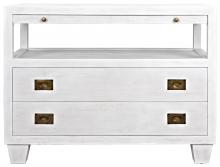 Noir GTAB243WH - 2-Drawer Side Table, White Wash, 30"H GTAB243WH