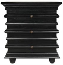 Noir GTAB277HB - Ascona Side Table, 3-Drawer, Hand Rubbed Black, 30"H GTAB277HB