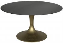 Noir GTAB541MB - Herno Dining Table, Matte Black Top w/ Antique Brass Base, 59"W (GTAB541MB )