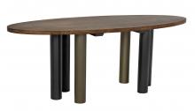 Noir GTAB572DW - Journal Dining Table, Dark Walnut with Matte Black & Aged Brass Base, 79"W (GTAB572DW )