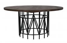 Noir GTAB573DW - Silberman Dining Table, Dark Walnut with Matte Black Base, 60"W (GTAB573DW )