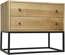 Noir GTAB676MTB - Downtown Side Table, 2-Drawer, Waxed w/ Matte Black Base, 26"H GTAB676MTB