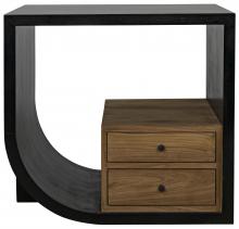 Noir GTAB848HB-L - Burton Side Table, Left-Format, 2-Drawer, Hand Rubbed Black, 28"H GTAB848HB-L