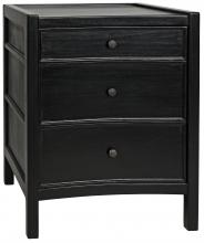 Noir GTAB928HB - Hampton Night Stand, 3-Drawer, Hand Rubbed Black, 24"W GTAB928HB