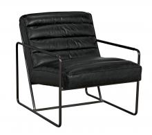 Noir LEA-C0306-1D - Demeter Club Chair, Metal, Black Leather, 25"W LEA-C0306-1D