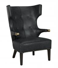 Noir LEA-C0387-1D - Heracles Lounge Chair, Antique Brass, Dark Walnut, Black Leather, 42.5"H LEA-C0387-1D