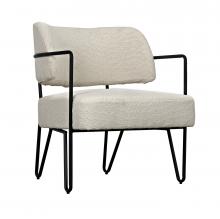 Noir LEA-C0469-1D - Zeus Club Chair, Black Metal, Boucle Off-White Fabric, 26"W LEA-C0469-1D