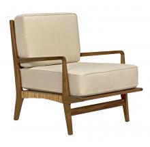 Noir SOF202T - Allister Armchair, Natural, Off-White Cotton, Peeled Rattan, 31.5"H SOF202T