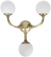 Noir LAMP567MB - Bari Wall Sconce, 3-Light, Antique Brass, Frosted Glass Globes, 15.5"W LAMP567MB