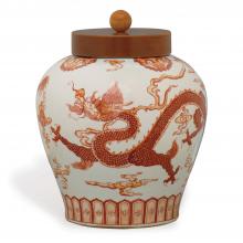 Port 68 ACAS-101-02 - Dragon Jar, Red, White, 13"W ACAS-101-02