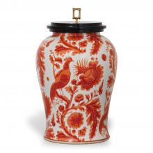 Port 68 ACAS-230-01 - Scalamandre Arcadia Jar, Coral, Black Wood Lid, 13"W ACAS-230-01