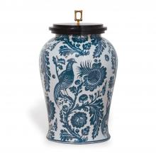 Port 68 ACAS-230-02 - Scalamandre Arcadia Jar, Indigo, Black Wood Lid, 13"W ACAS-230-02