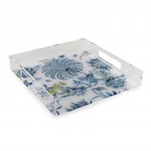 Port 68 ACGS-330-02 - Williamsburg Braganza Tray, Blue, Clear Lucite, 15"W ACGS-330-02