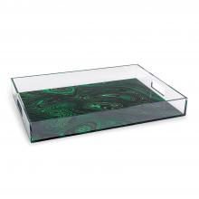 Port 68 ACGS-398-01 - Malachite Tray, Green Malachite, Clear Lucite, 20"W ACGS-398-01