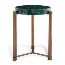 Port 68 AFDS-398-03 - Malachite Accent Table, Green Malachite, Aged Brass, 19"W AFDS-398-03