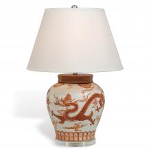 Port 68 LPAS-101-01 - Dragon Table Lamp, 1-Light, Red, White, Off-White Shade, 30"H LPAS-101-01